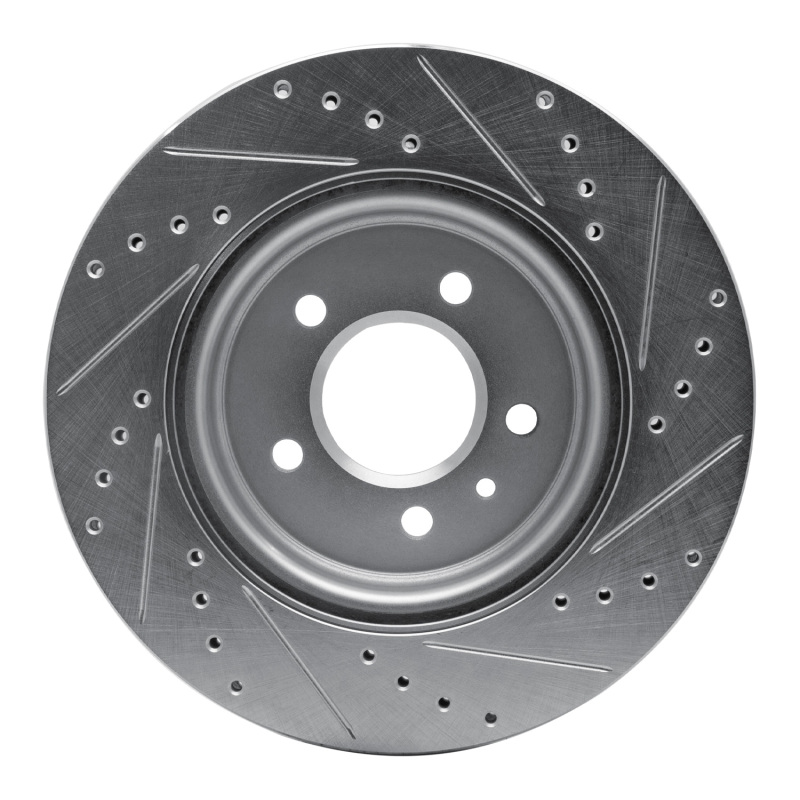 Buick Regal Sportback Brake Rotor (1) - Rear Left - R1 Concepts - Drilled & Slotted - Silver - `16-`20